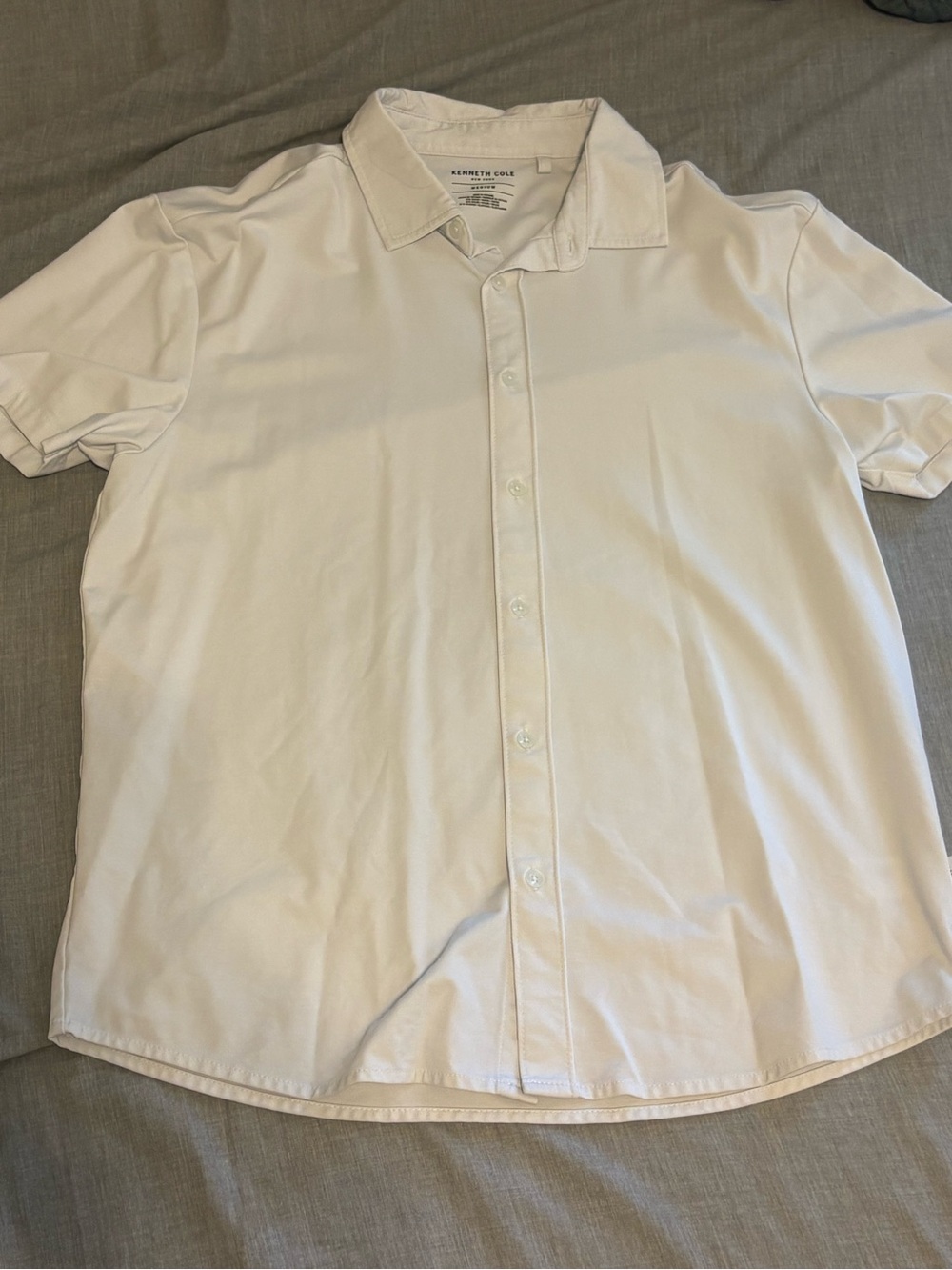 Kenneth Cole Classic White Short Sleeve Button-Down Shirt